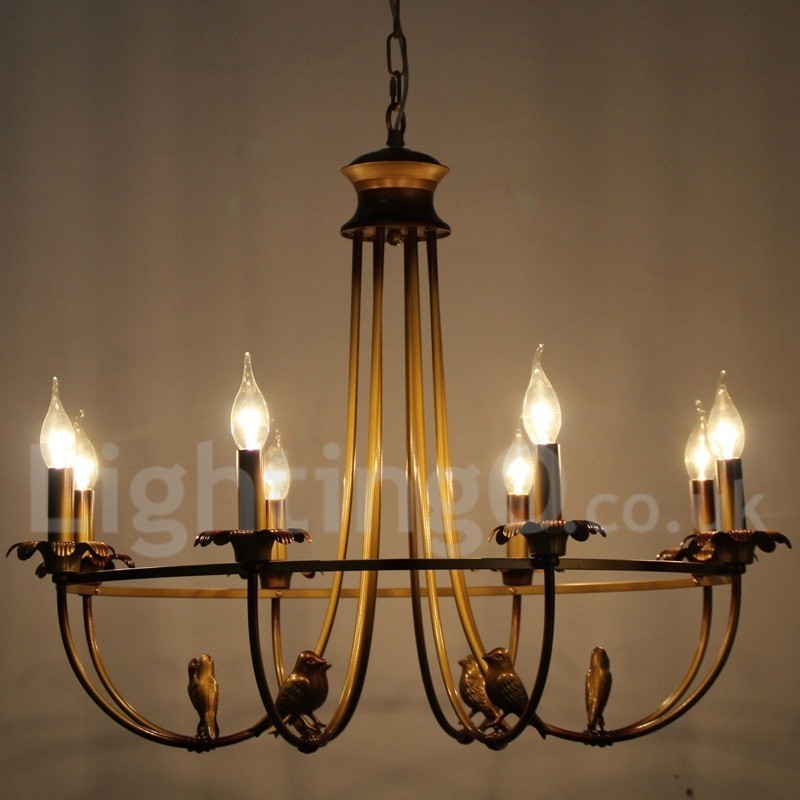 Lustre estilo vela retrô rústico de 8 luzes