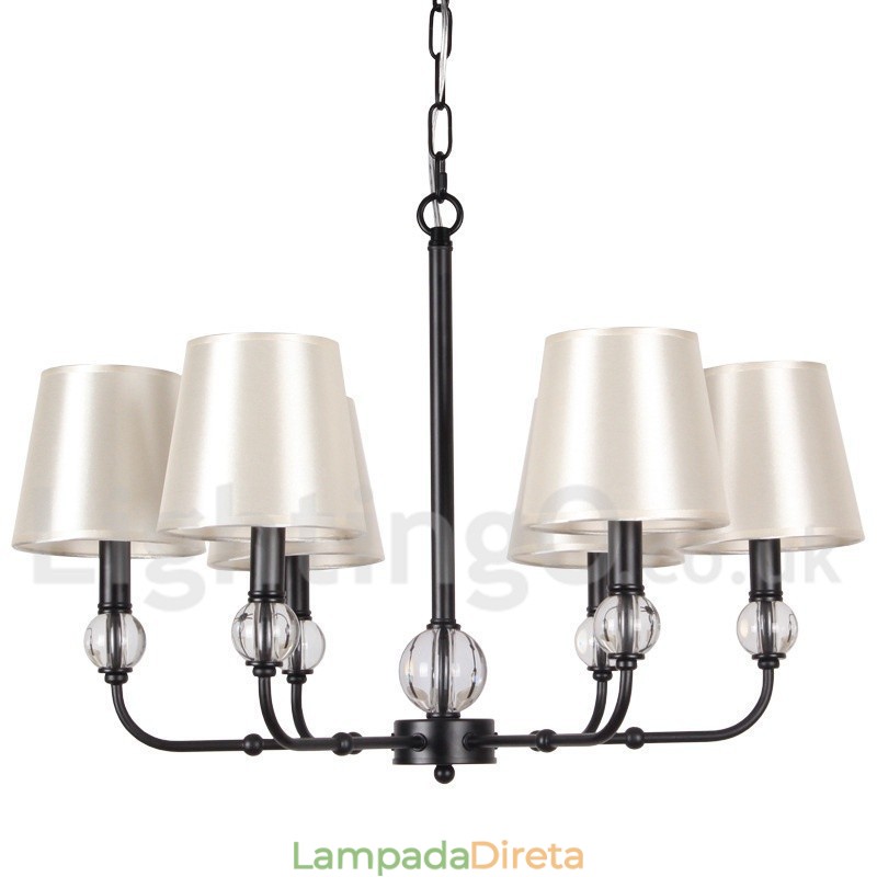 Lustre estilo vela contemporâneo retrô rústico de 6 luzes