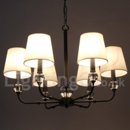 Lustre estilo vela contemporâneo retrô rústico de 6 luzes