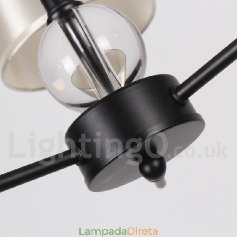Lustre estilo vela contemporâneo retrô rústico de 6 luzes