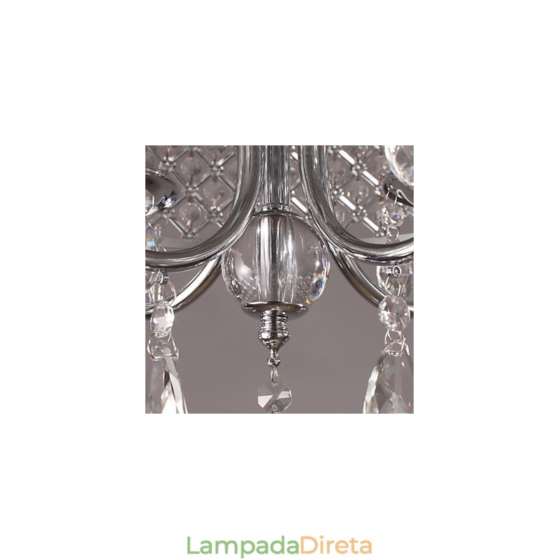 Lustre de cristal cromado clássico tradicional em metal