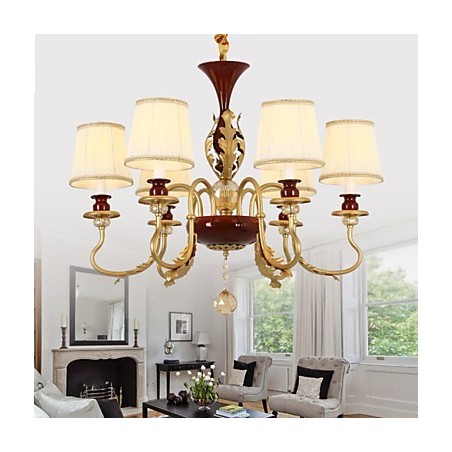 Lustre de Cristal 6 Luzes Moda Pintura Metal Lustre de Cristal 6 Luzes Moda Pintura Metal
