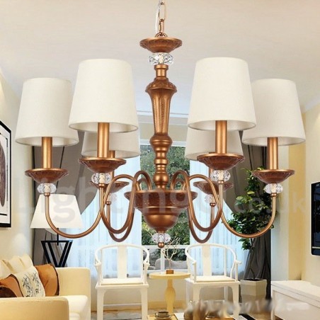Lustre estilo vela retrô preto rústico de 6 luzes Lustre estilo vela retrô preto rústico de 6 luzes
