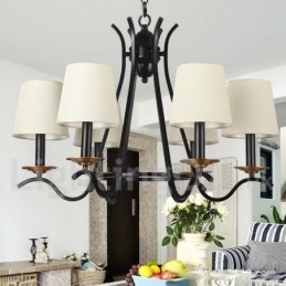 Lustre estilo vela contemporâneo retrô preto de 6 luzes