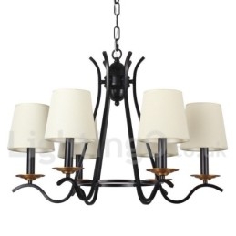 Lustre estilo vela contemporâneo retrô preto de 6 luzes