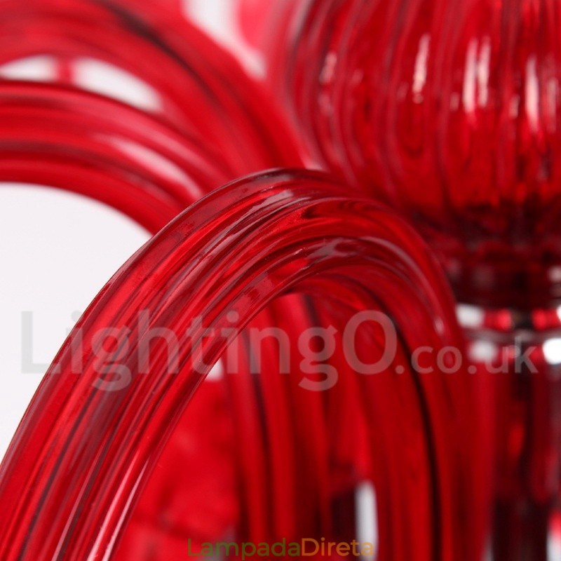 Lustre estilo vela de cristal K9 vermelho de 6 luzes