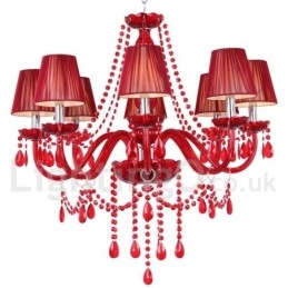 Lustre estilo vela de cristal K9 vermelho de 8 luzes