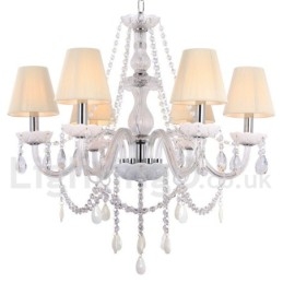 Lustre estilo vela de cristal K9 branco de 6 luzes