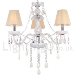 Lustre estilo vela de cristal K9 branco de 3 luzes