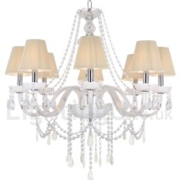 Lustre estilo vela de cristal K9 branco de 8 luzes