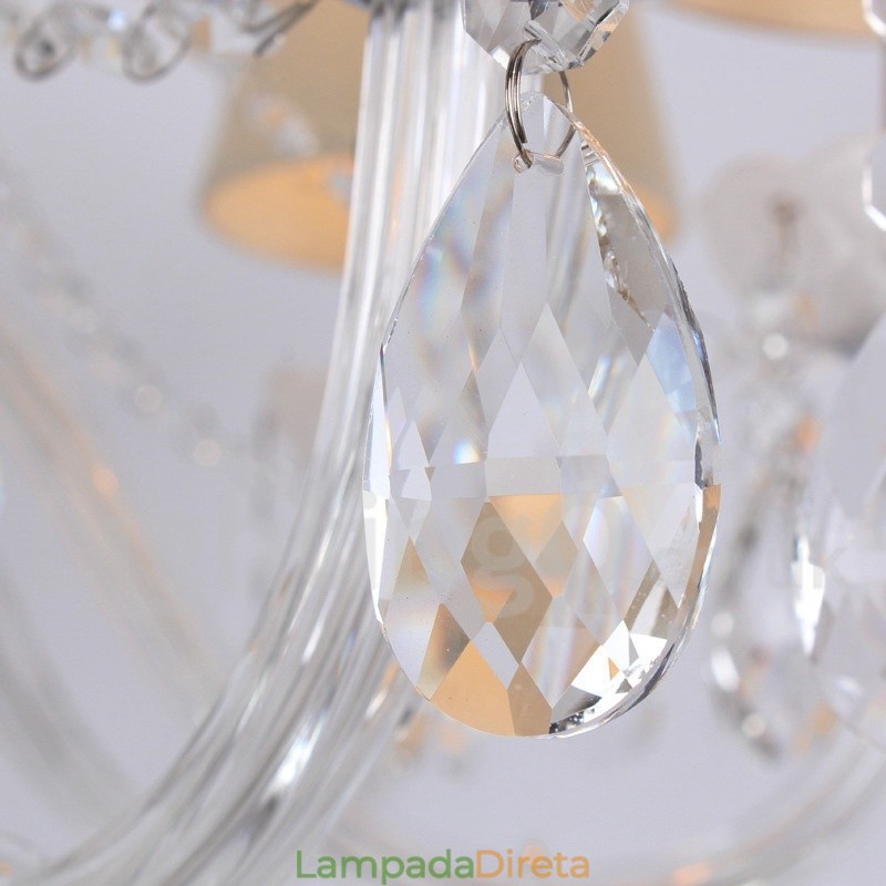 Lustre estilo vela de cristal K9 branco de 8 luzes