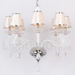Lustre estilo vela de cristal K9 contemporâneo branco de 8 luzes