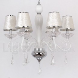 Lustre estilo vela de cristal K9 contemporâneo branco de 6 luzes