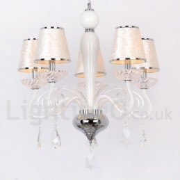 Lustre estilo vela de cristal K9 contemporâneo branco de 5 luzes