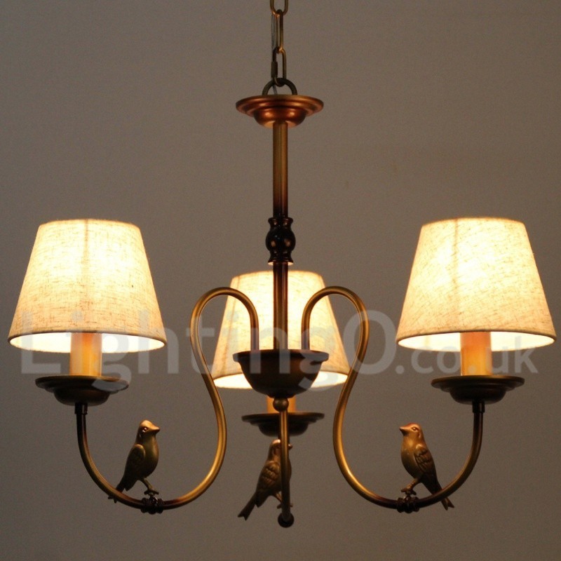 Lustre moderno contemporâneo rústico retrô estilo vela 3 luzes