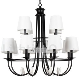 Lustre estilo mediterrâneo retrô preto de 12 luzes, estilo rústico e contemporâneo, estilo vela