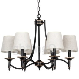 Lustre estilo vela contemporâneo preto retrô rústico de 6 luzes