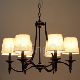 Lustre estilo vela contemporâneo preto retrô rústico de 6 luzes
