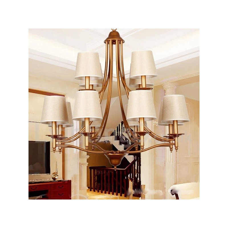 Lustre estilo vela estilo mediterrâneo retrô rústico de 12 luzes