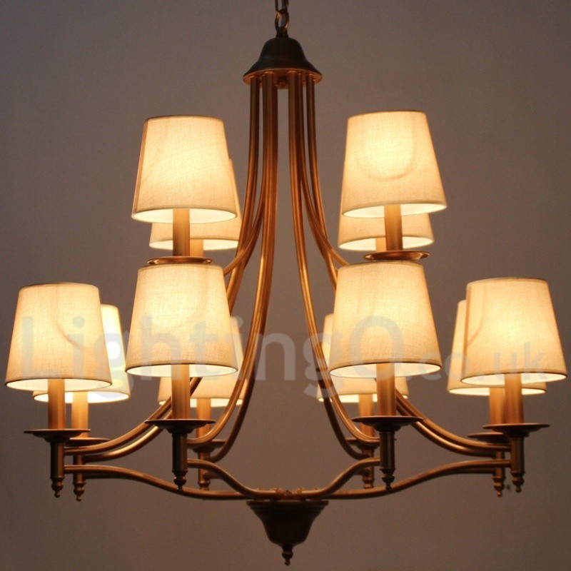 Lustre estilo vela estilo mediterrâneo retrô rústico de 12 luzes