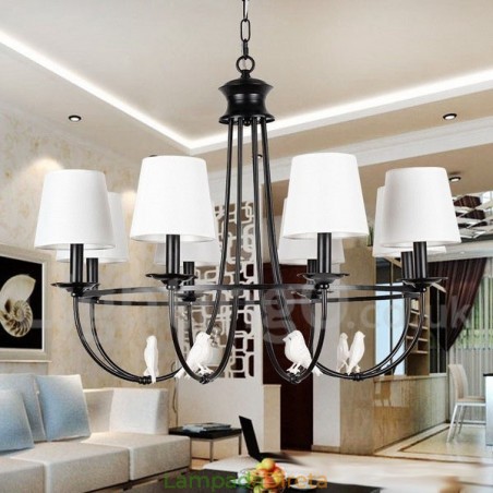 Lustre estilo mediterrâneo retrô preto de 8 luzes, estilo rústico e contemporâneo, estilo vela Lustre estilo mediterrâneo retrô preto de 8 luzes, estilo rústico e contemporâneo, estilo vela