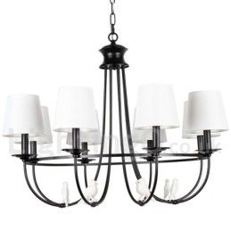 Lustre estilo mediterrâneo retrô preto de 8 luzes, estilo rústico e contemporâneo, estilo vela