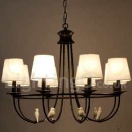 Lustre estilo mediterrâneo retrô preto de 8 luzes, estilo rústico e contemporâneo, estilo vela