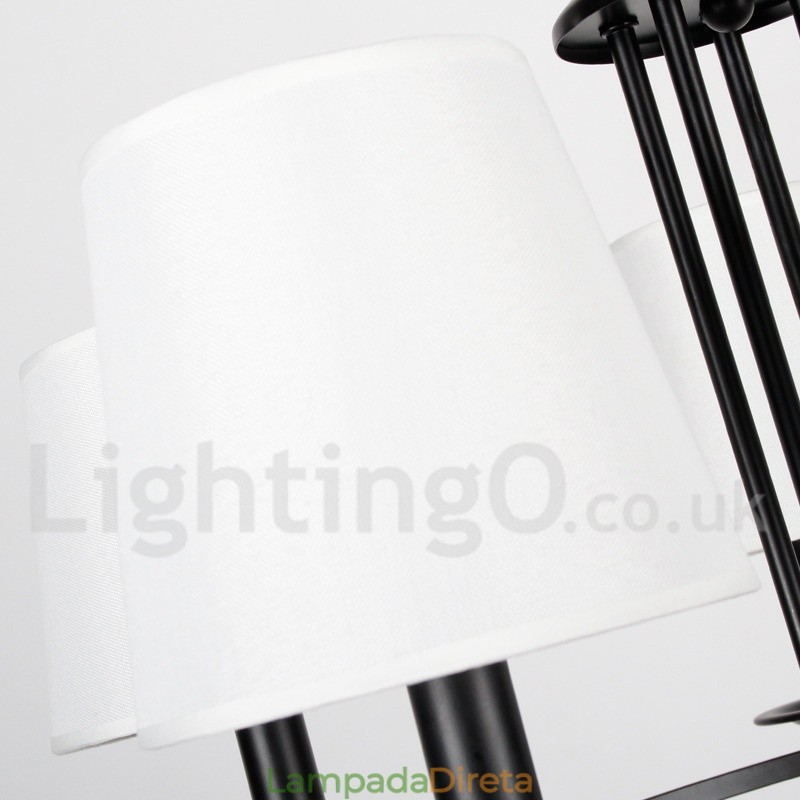 Lustre estilo mediterrâneo retrô preto de 8 luzes, estilo rústico e contemporâneo, estilo vela