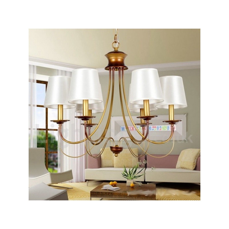 Lustre estilo vela contemporâneo moderno estilo mediterrâneo rústico de 6 luzes