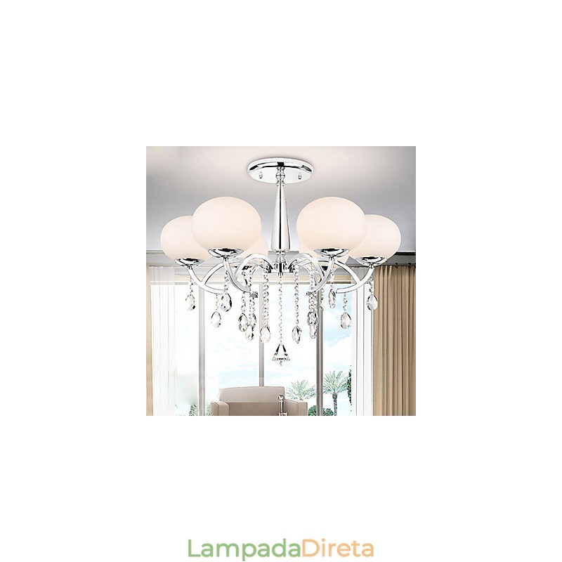 Lustre moderno contemporâneo de cristal galvanizado em metal