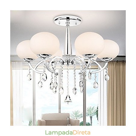 Lustre moderno contemporâneo de cristal galvanizado em metal