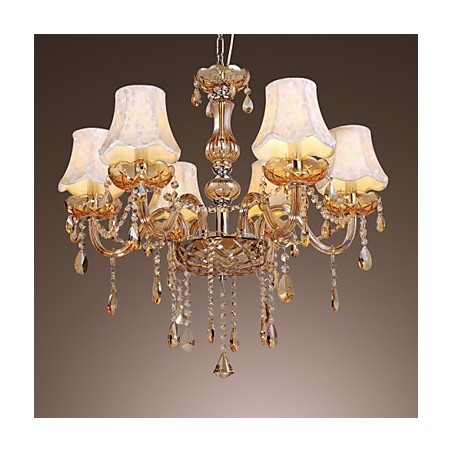 Lustre de luxo estilo europeu com 6 luzes e cristal K9 Lustre de luxo estilo europeu com 6 luzes e cristal K9