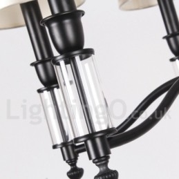 Lustre estilo vela contemporâneo retrô preto de 8 luzes