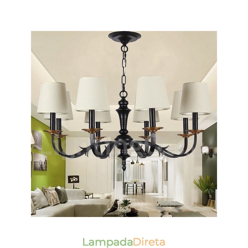 Lustre estilo vela retrô de 8 luzes