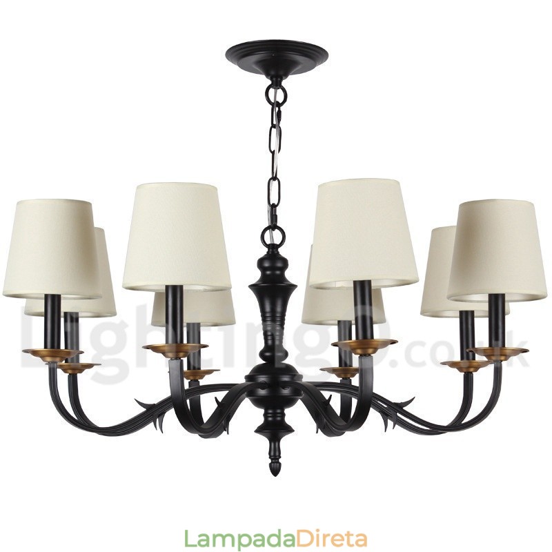 Lustre estilo vela retrô de 8 luzes