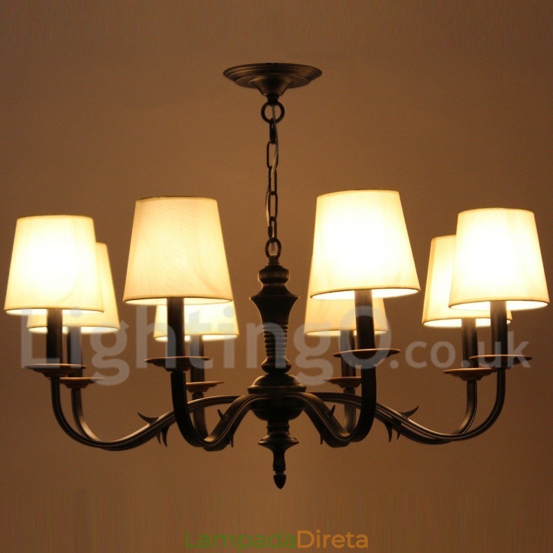 Lustre estilo vela retrô de 8 luzes