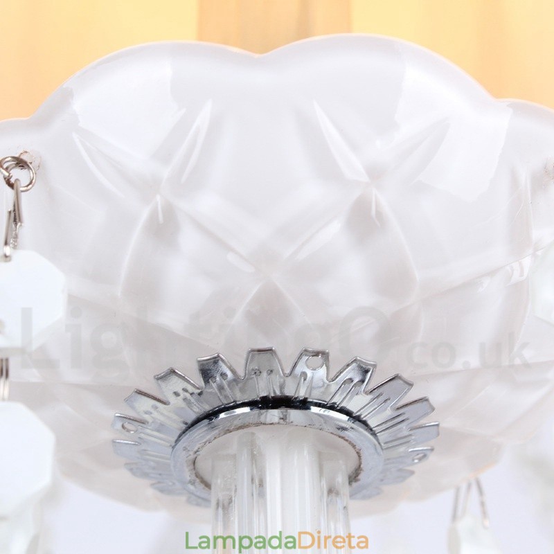 Lustre estilo vela de cristal K9 branco de 6 luzes