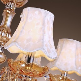 Lustre de luxo estilo europeu com 6 luzes e cristal K9