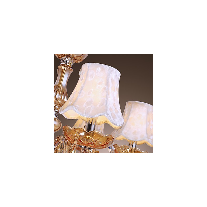 Lustre de luxo estilo europeu com 6 luzes e cristal K9