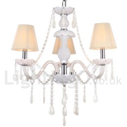 Lustre estilo vela de cristal K9 branco de 3 luzes