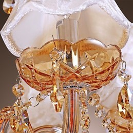 Lustre de luxo estilo europeu com 6 luzes e cristal K9