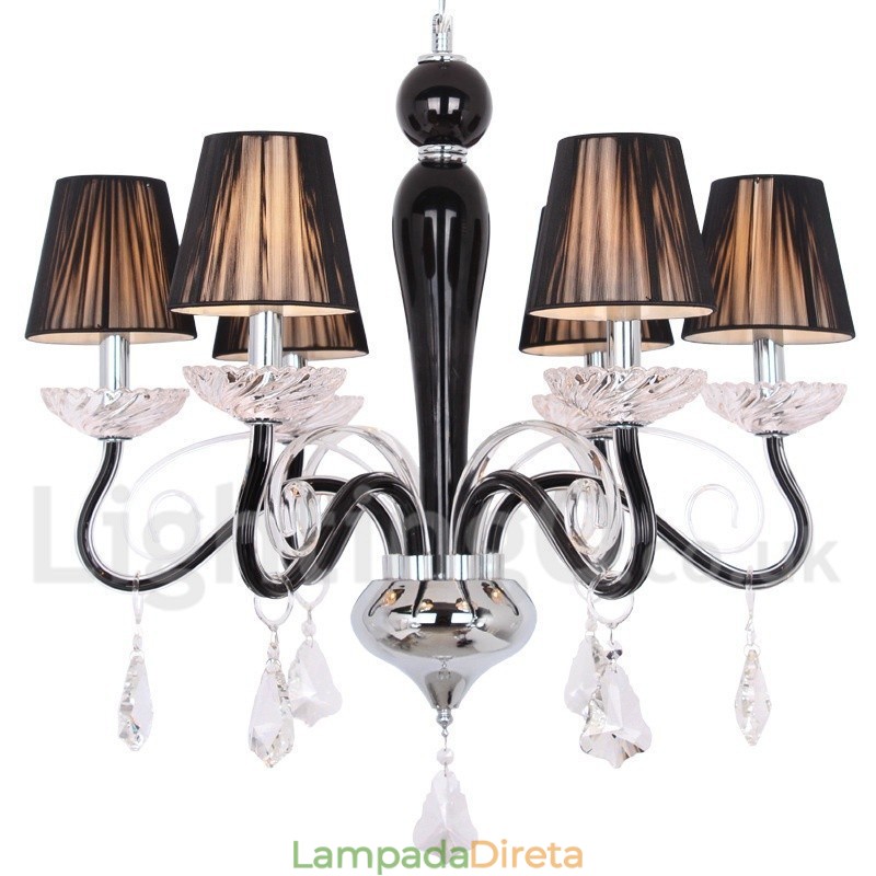 Lustre estilo vela de cristal K9 contemporâneo branco de 6 luzes
