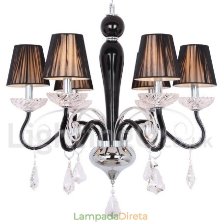 Lustre estilo vela de cristal K9 contemporâneo branco de 6 luzes Lustre estilo vela de cristal K9 contemporâneo branco de 6 luzes