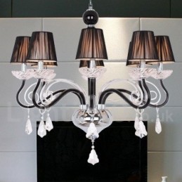 Lustre estilo vela de cristal K9 contemporâneo branco de 8 luzes