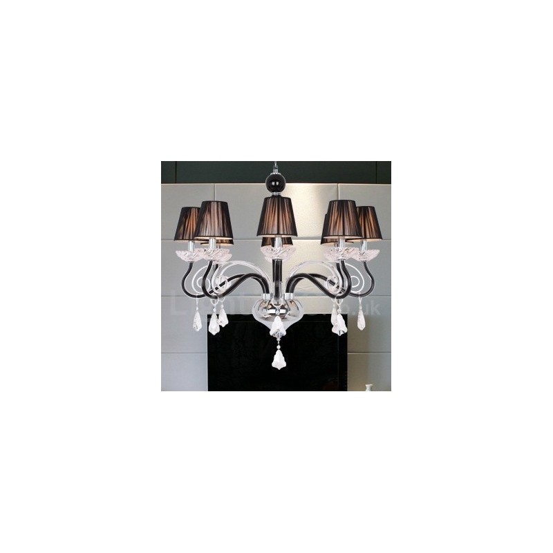 Lustre estilo vela de cristal K9 contemporâneo branco de 8 luzes