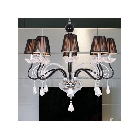 Lustre estilo vela de cristal K9 contemporâneo branco de 8 luzes Lustre estilo vela de cristal K9 contemporâneo branco de 8 luzes
