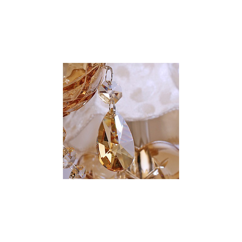 Lustre de luxo estilo europeu com 6 luzes e cristal K9
