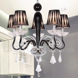 Lustre estilo vela de cristal K9 contemporâneo branco de 5 luzes