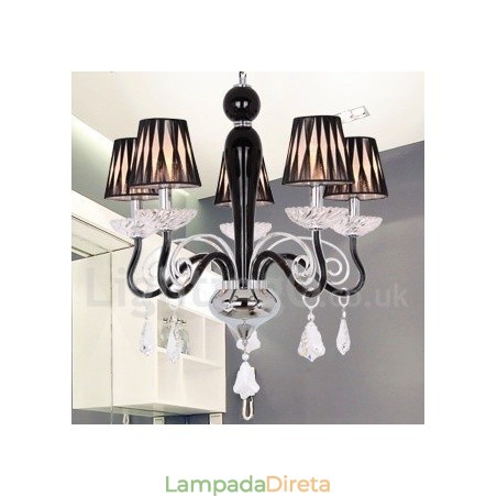 Lustre estilo vela de cristal K9 contemporâneo branco de 5 luzes Lustre estilo vela de cristal K9 contemporâneo branco de 5 luzes