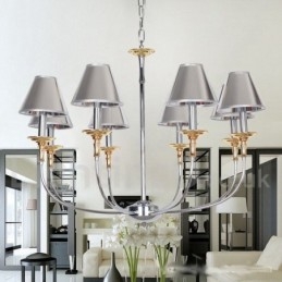 Lustre moderno contemporâneo estilo vela cromado de 8 luzes